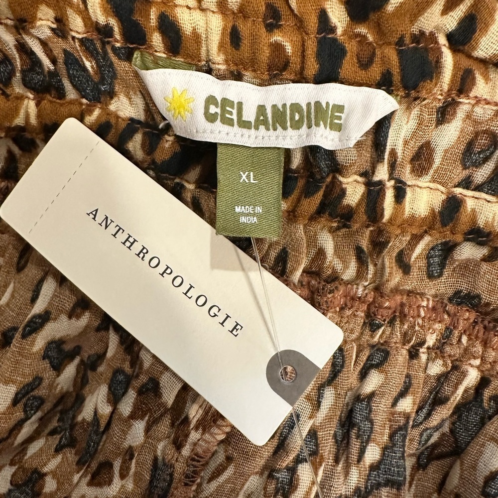 Celandine Boho Mini Skort Size XL Brown Pattern  Smocked Waistband Pull On - Picture 9 of 13